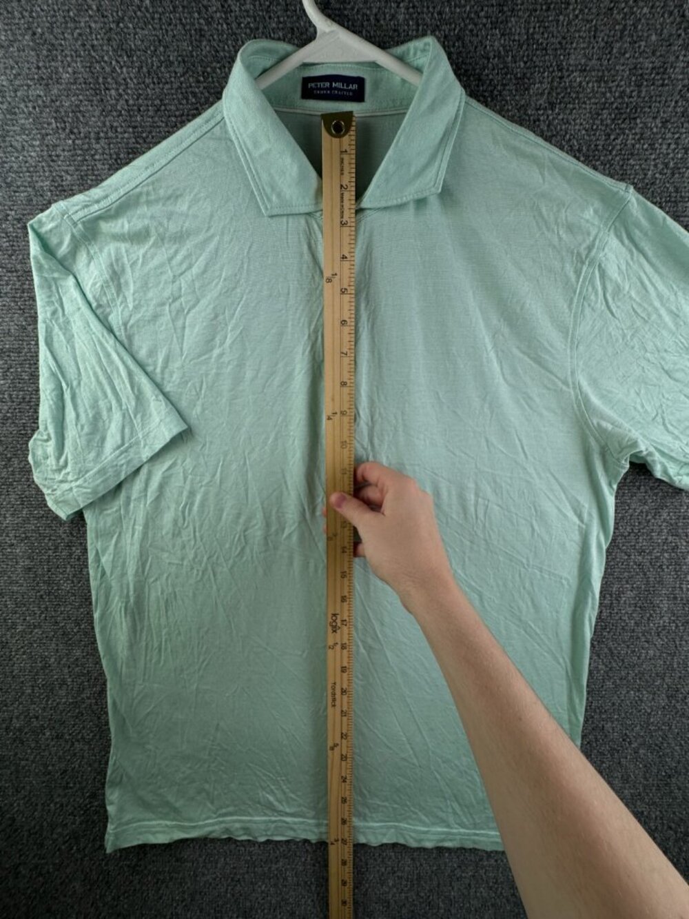 PETER MILLAR Crown Crafted Men Short Sleeve Golf Polo Shirt Green Medium - Picture 3 of 11